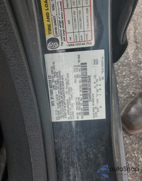 2012 Ford Fusion Sel from USA, damaged, VIN 3FAHP0JA8CR428608